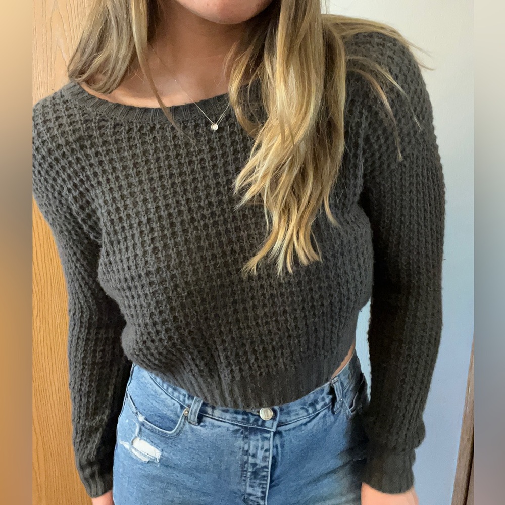 Dark gray cropped sweater